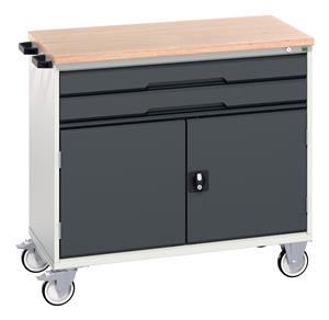 verso mobile cabinet with 2 drawers, door and mpx top. WxDxH: 1050x600x980mm. RAL 7035/5010 or selected Bott Verso Mobile  Drawer Cupboard  Tool Trolleys and Tool Butlers